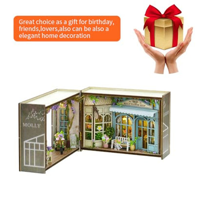 Mini 3D Wooden Doll House Craft Model with LED,DIY Miniature and Furniture Dollhouse Kit,Creative Room Idea for Valentine's Day Birthday Gift (Molly Garden) - color: Molly Garden