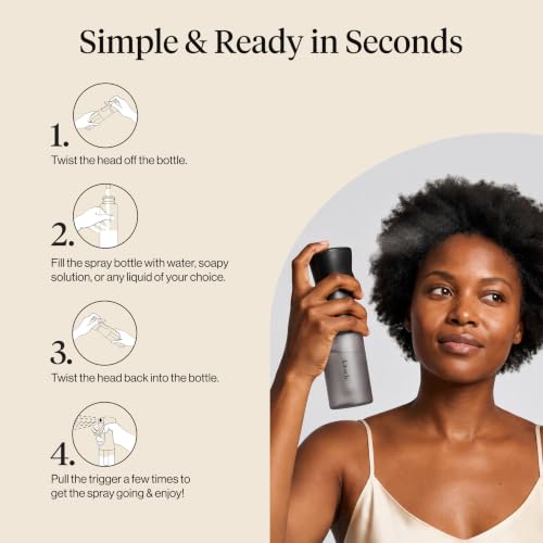 Kitsch Continuous Spray Bottle for Hair – Black, 150ml | Fine Mister Spray Bottle & Water Spray Bottle – Recycled Hair Spray Bottle – Spray Bottles for Cleaning, Styling, & More - color: Black