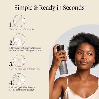 Kitsch Continuous Spray Bottle for Hair – Black, 150ml | Fine Mister Spray Bottle & Water Spray Bottle – Recycled Hair Spray Bottle – Spray Bottles for Cleaning, Styling, & More - color: Black