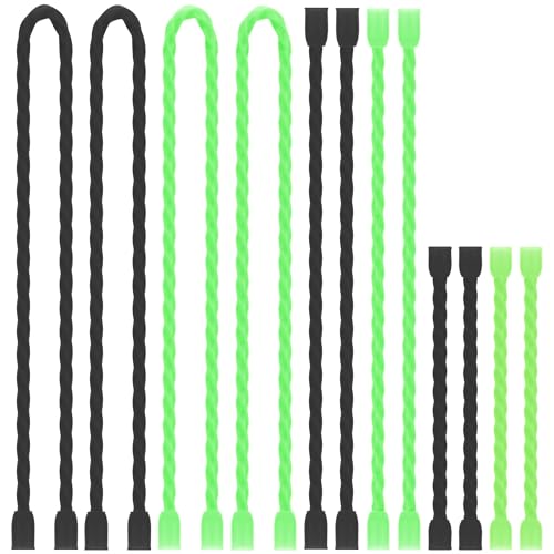 12pcs 3-12In Silicone Cable Ties Reusable Steel-Core Twist Ties Wire Straps - color: Black&bright Green, size: 3-12 Inch