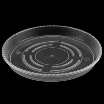 HAKZEON 12 Pack 14 Inch Round Plant Saucers, Clear Plastic Plant Saucer Drip Tray, Heavy Sturdy Plant Trays, Planter Flower Pots Saucers for Indoors, Outdoor, Garden