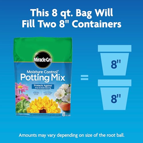 Miracle-Gro Moisture Control Potting Mix - Plant Soil For Container Plants, Protects against Over- and Under-Watering, 8 qt. (3-Pack) - size: 3-Pack, style: 8 qt.
