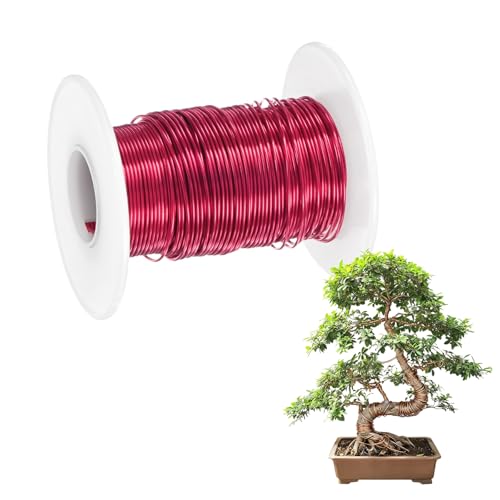 M METERXITY 1-Pack Bonsai Training Wire, 0.8mm x 66ft/20m Anodized Aluminum Bonsai Tree Wire for Fine Trunk/Gardening Branch/DIY Crafting [Wine Red] - color: Wine Red, size: 0.8mm x 66ft/20m