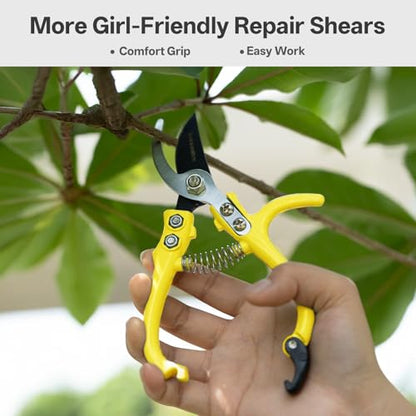 Q-Shaped Lightweight Gardening Pruning Shears for Plant & Tree Trimming - color: Yellow