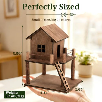 Timberwood Mini Treehouse for Indoor Plant Pots, Fairy Gardens | Whimsical woodland décor for planters, moss gardens, terrariums & desktop décor, charming gift for plant lovers & gardeners - style: Timberwood