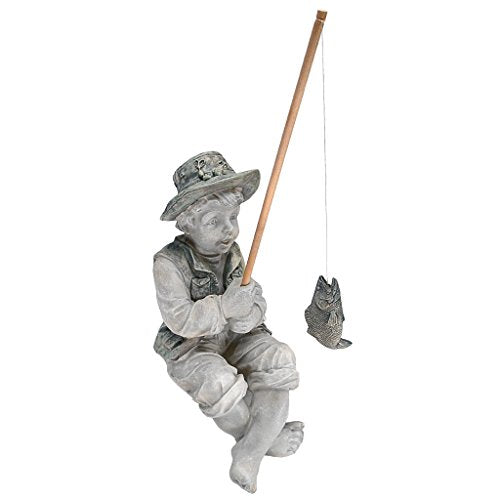 Design Toscano NG32122 Frederic the Little Fisherman of Avignon Lightweight Polyresin Statue, 15 Inch, Two Tone Stone - color: Frederic the Little Fisherman