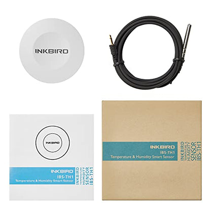 Inkbird Thermometer and Hygrometer Smart Sensor Data Logger with Waterproof External Probe Magnet for Android and iOS, for Food Storage Brewing Reptiles Instrument IBS-TH1(Battery not Included) - size: IBS-TH1+Probe.