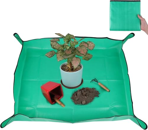 Large Plant Repotting Mat, Waterproof Repotting Tray for Indoor Plants Potting Soil, Gardening Tray Mat, Portable Potting Tray Soil Mat for Indoor House Plants Succulents Orchid - size: Large 39.4" x 31.5"