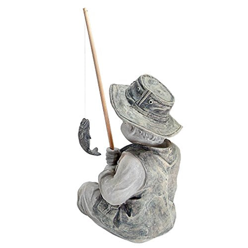 Design Toscano NG32122 Frederic the Little Fisherman of Avignon Lightweight Polyresin Statue, 15 Inch, Two Tone Stone - color: Frederic the Little Fisherman