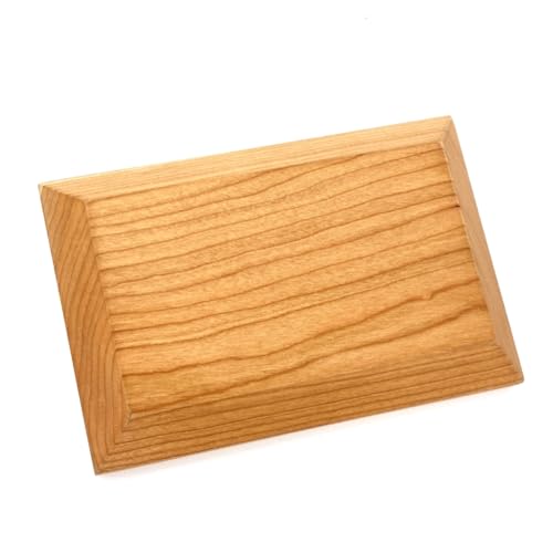 Solid Cherrywood Pedestal, Rectangular Wood Display Base with Bevel, Modern Farmhouse Decor Wooden Riser for Display (6" x 4" x 7/8")