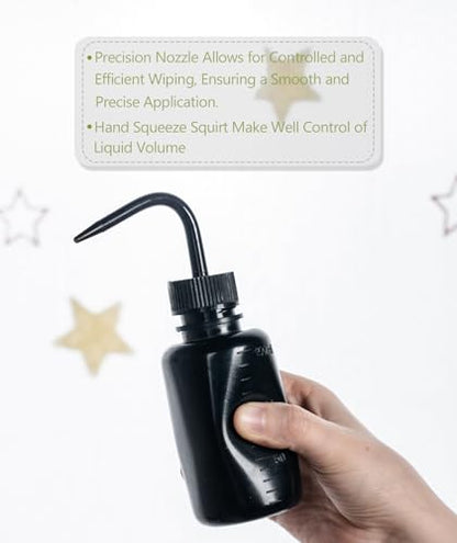 Melphoe Tattoo Wash Bottle Squeeze, 2Pcs 150ml Water Squirt Bottle Succulent Watering, Safety Rinse Watering Tools, Tattoo Supplies, Irrigation Sprinkling Can Wash Plant (Black) - color: Black, size: 5 Ounces