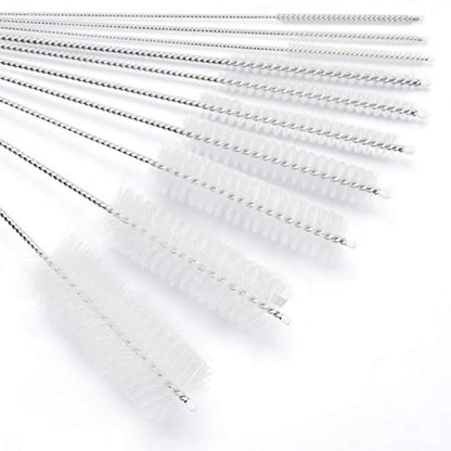 CiaraQ Bottle Cleaning Brushes, 8 Inch Nylon Tube Brush Set, Cleaner for Narrow Neck Bottles Cups with Hook, Set of 10pcs. (Pack of 2) - color: White, size: 8.0 Inch (10pcs) (Pack of 2)