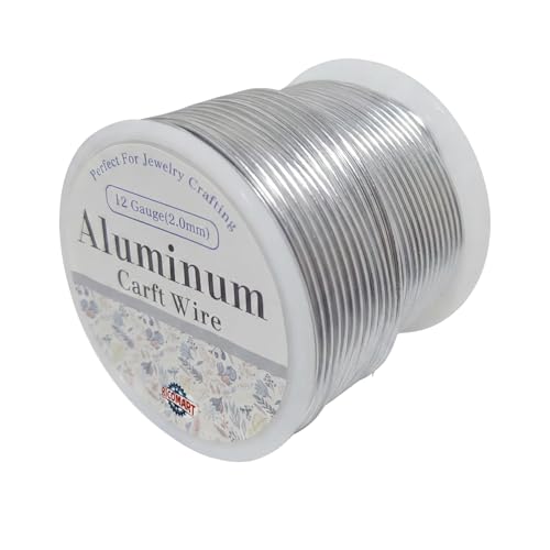 12 Gauge Aluminum Craft Wire Silver 80FT 2mm, Jewelry Making, Flexible Bendable Armature Wire for Sculpting, Floral Crafts, Metal Wire Wrapping, DIY Art Projects & Wreath Making - color: Silver, size: 12gauge