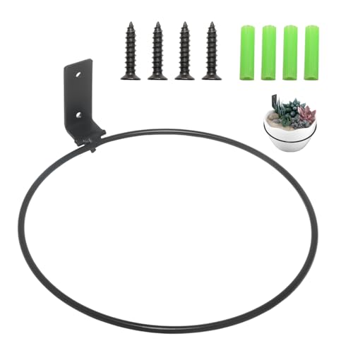 8 inch Wall Plant Holder,Plant Pot Holder,Hanger Heavy Duty Flower Pot Ring for Outside,Foldable Wall Plant Holder,Black,2 Pack - color: Foldable, size: 8 Inch, 2 Pack