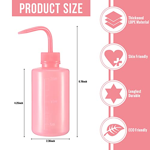 Lallisa 30 Pcs 250 ml Pink Tattoo Wash Bottle Narrow Mouth Squeeze Succulent Watering Bottles Water Squirt Lash Wash Rinse for Medical Lab Cleaning Washing