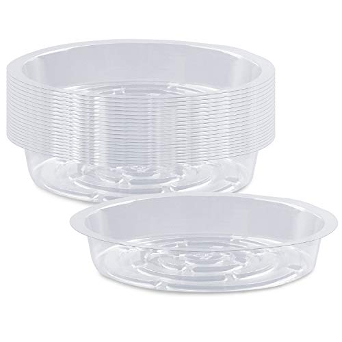 Rocutus Plant Saucer,20 Pack Plastic Plant Saucer Drip Trays Small Plant Plate Dish,Heavy Duty Clear Plastic Plant Saucers Flower Pot Tray Flower Pot Drip Pan for Indoor and Outdoor Plants (10 Inch) - size: 10 Inch