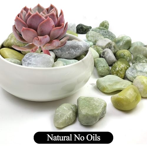 10LB Succulent Jade Pebbles for Landscaping, 1.2-2 Inch Natural Polished Stones, River Rocks for Vase, Flowerpot, Indoor and Garden Decoration - size: 10LB, style: Jade