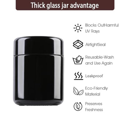 50g Black Ultraviolet Glass Jar with Lid,50ml Storage jars,Refillable Containers Jar,Ideal for Long term storage Leaf,Coffee,Spices (A capacity: 50ml 3-PCS)