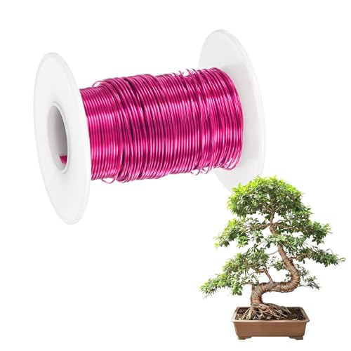 M METERXITY 1-Pack Bonsai Training Wire, 0.8mm x 66ft/20m Anodized Aluminum Bonsai Tree Wire for Fine Trunk/Gardening Branch/DIY Crafting [Rose Red] - color: Rose Red, size: 0.8mm x 66ft/20m