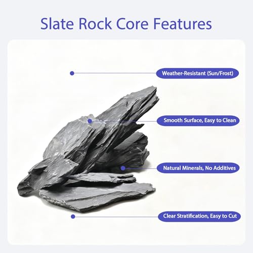 Fish Tank Rocks 20lb Natural Slate Rocks 2-8 Inches Black Stones for Tank Decoration Terrarium Reptile Aquascaping Amphibian Vivariums Paludarium Garden Landscaping - size: 20lb(2-8in)