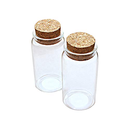 2pcs Empty Clear Glass Bottles Vials With Cork Stopper Storage Jars 47mm Bottle Diameter (47x90x33mm 100ml) - size: 47x90x33mm 100ml
