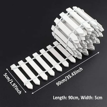 White Miniature Wooden Picket Fence - Decorative Border for Fairy Gardens and Bonsai Displays, Rustic Landscape Accent with Weather-Resistant Design (Indoor/Outdoor Mini Fence Decor)