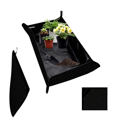 43.5"x29.5" Plant Transplanting Mat - Thickened Waterproof Potting Mat, Succulent Gardening Mat, Portable Repotting Mat for Mess Control, Indoor Outdoor Usage (PVC-Black) - color: Black, size: 43.5" x 29.5" x 0.1"
