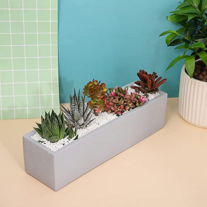 15 Inch Grey Rectangular Cement Planter Concrete Succulent Planter Windowsill Box - size: Large