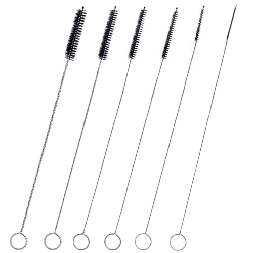 Brush Family Straw Cleaner Brush Set 6 Piece | Long Drinking Straws Cleaning Brush Pipe Tube Tiny Brushes 10-inch, Black - size: 10 inch small diameters set (6pcs)
