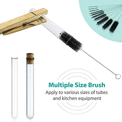 CiaraQ Bottle Cleaning Brushes, 8 Inch Nylon Tube Brush Set, Cleaner for Narrow Neck Bottles Cups with Hook, Set of 10pcs (Pack of 3) - color: Black, size: 8.0 Inch (10pcs) (Pack of 3)