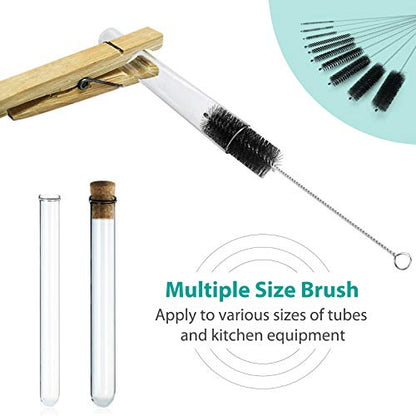 CiaraQ Bottle Cleaning Brushes, 8 Inch Nylon Tube Brush Set, Cleaner for Narrow Neck Bottles Cups with Hook, Set of 10pcs (Pack of 3) - color: Black, size: 8.0 Inch (10pcs) (Pack of 3)