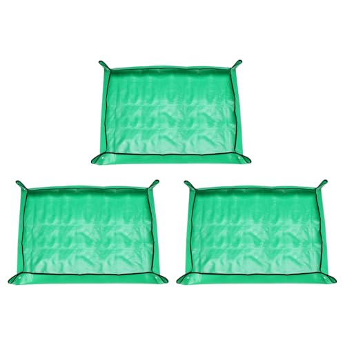 HARFINGTON 3pcs Repotting Mat 29.5" x 39.4" PE Cloth Waterproof Plant Repotting Mat Foldable Portable Gardening Potting Tray with Plastic Buckle for Indoor Plant Change Soil Watering, Green - color: Green, size: 29.5" x 39.4"