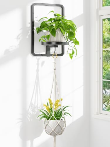 iDavosic.ly Wall Plant Picture Frame Holder with Macrame Hange, Black - color: Black with 1 Hanger, size: Rectangular