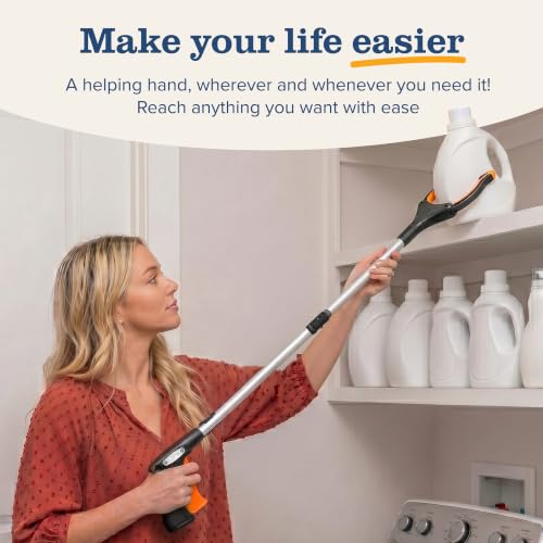 EZPIK Pro 32" Foldable Grabber Reacher Tool for Seniors - Grabbers for Elderly Reaching Tool Heavy Duty Pickup Trash Picker Upper Equipment - Claw Grabber Stick for Reaching Aids, Weed Gripper - size: 32" (Pack of 1) - Silver