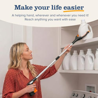 EZPIK Pro 32" Foldable Grabber Reacher Tool for Seniors - Grabbers for Elderly Reaching Tool Heavy Duty Pickup Trash Picker Upper Equipment - Claw Grabber Stick for Reaching Aids, Weed Gripper - size: 32" (Pack of 1) - Silver