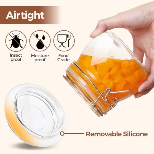 ComSaf Airtight Glass Jars with Lids 17oz Small Food Storage Container Set of 6 - Airtight Canister with Clear Preserving Seal Wire Clip Fastening for Kitchen Canning Pickling Mason jars (Pack of 2) - size: 17oz*6-Round (Pack of 2)