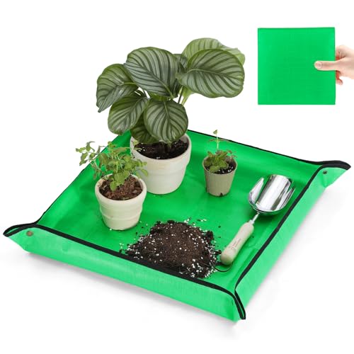 Waterproof Repotting Mat Super Thick for Potting Soil & Mix 26.8"x26.8" - color: Pale Green, size: 26.8" x 26.8"