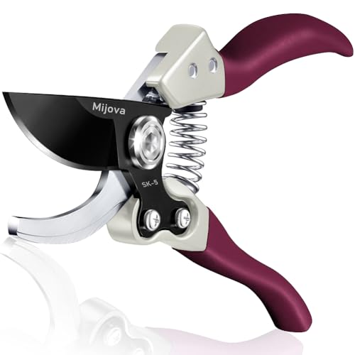 Professional Pruning Shears, Heavy Duty Garden Scissors & Flower Trimmers | Ultra Sharp Japanese SK5 Blade, Ergonomic Handle, Garden Pruners with Arthritis, Perfect Gardening Clippers - color: Purple