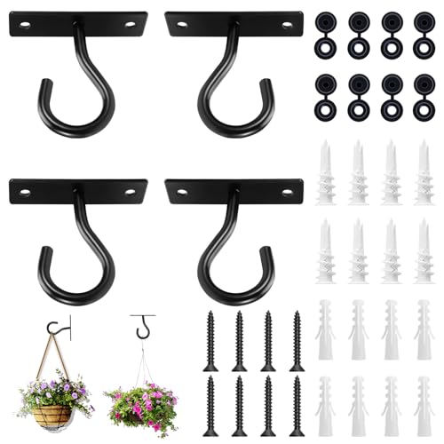 4Pack 2.5In Ceiling Hooks for Hanging Plant, Wall Hanger Plant Holder Black - size: 2.5Inch 4Pack-Black