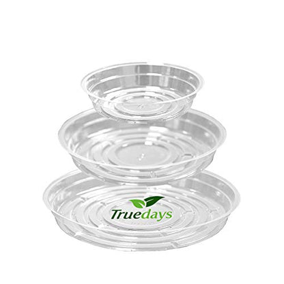 TRUEDAYS 15 Pack(6 inch/8inch/10inch) Clear Plant Saucers Flower Pot Tray Excellent for Indoor & Outdoor Plants - size: 15-Pack (6''+8''+10'')