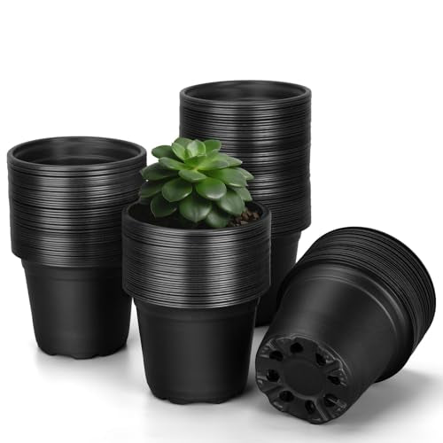 80 Pcs Small Plastic Palnt Pot, 3 Inch Nursery Pots with Drainage, Seedlings Starter Pots for Plants, Great for Herbs, Cuttings, and Starter Plants (80 pcs，3 inch) - size: 3 inch