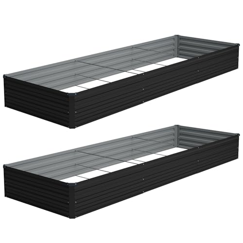 Vengarus 2PCS 12x4x1ft Galvanized Raised Garden Beds Kit,Planter Box Black - color: Black, size: 12x4x1FT(2PCS)