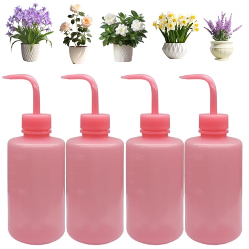 Wash Bottle 4 Pack 250ml Squeeze Bottles, Pink | Visible Scale, Leak-Proof, Tattoo Cleaning, Eyelash Extensions, Precise Liquid Control - color: Pink