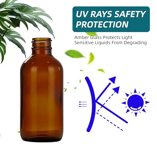 Dark Amber Glass Spray Bottles 4 oz, Small, Fine Mist, 2 Pack | For Essential Oils, Facial Care, Hair Care, Perfumes, Plants, Room Sprays, Travel, Cleaning Solutions