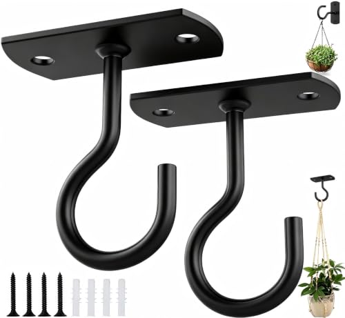 Ceiling Hooks for Hanging Plants 2Pack 2.5in,Wall Plant Hooks Black - color: Black, size: 2.5In 2Pack