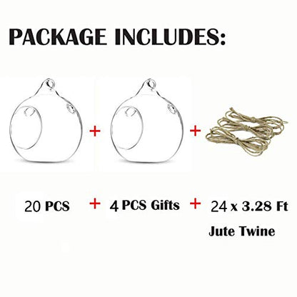 NUPTIO Hanging Glass Terrarium Globes with 2 Holes, 24 Pcs, 3.15 Inch - size: 24 Pcs