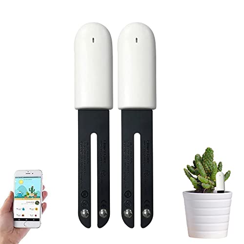 Soil Moisture Meter 4 in 1,Plant Water Monitor,Automatically detect Moisture/Temperature/Light/Fertility,Can Connect to Mobile Phone via Bluetooth,Hygrometer Sensor for Indoor Plants (2pc) - color: 2pc