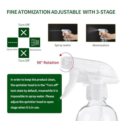 HOMBYS 8 Oz Empty Clear Glass Spray Bottles with Silicone Sleeve Protection Refillable Containers for Cleaning Solutions, Essential Oils, Misting Plants - Quality Sprayer - 1 Pack Boston Bottles
