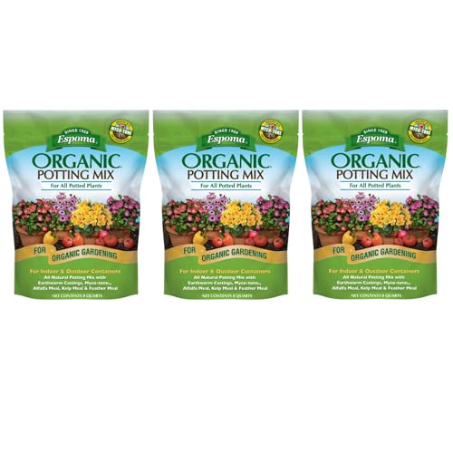 Espoma Organic Potting Soil Mix - All Natural Potting Mix For All Indoor & Outdoor Containers Including Herbs & Vegetables. For Organic Gardening, 8qt. bag. (Pack of 3) - style: Peat Moss,Potting Mix (Pack of 3)