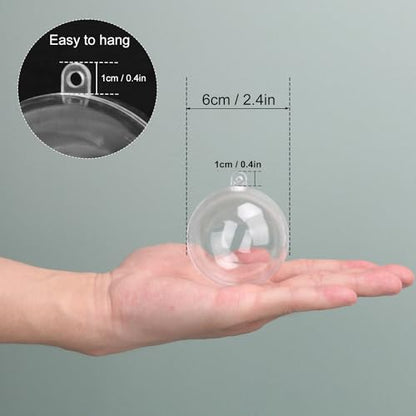 180 Pcs 2.36 Inch Clear Plastic Fillable Balls, Christmas DIY Fillable Ornaments Balls, Plastic Ornaments Ball for Christmas, Holidays, Weddings, Parties, and Home Decor - size: 180 Pcs 2.36 Inch Fillable Balls